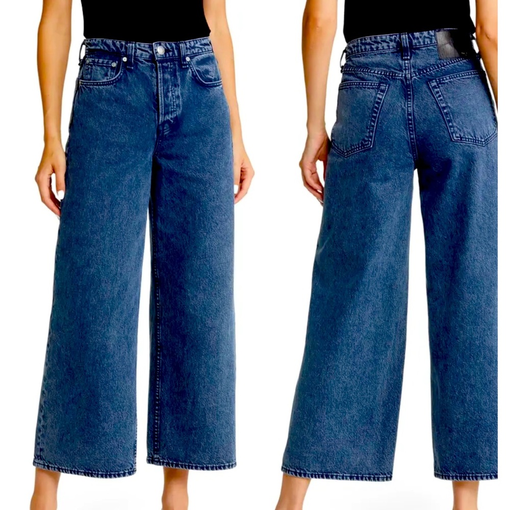 rag & bone Blue Wide-Leg Jeans